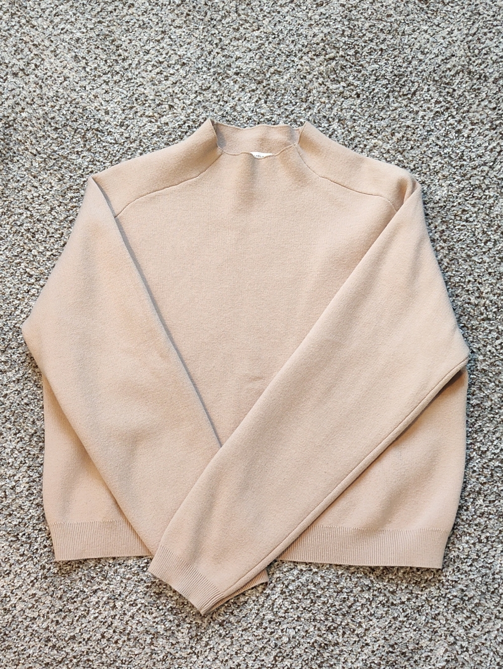 Women's Beige Mock Neck Sweater - Lightweight Cozy Layer